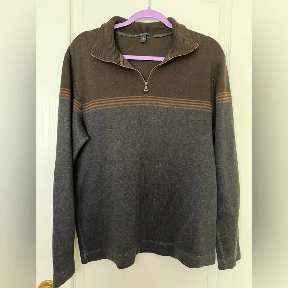 Banana Republic Men’s Size M Dark Gray & Brown Quarter-Zip Sweater Classic polo